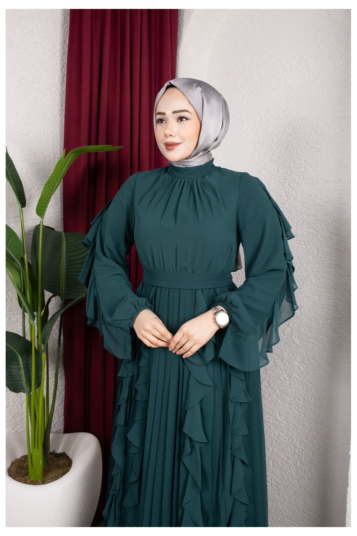 Melis Tesettür Abiye - Zümrüt