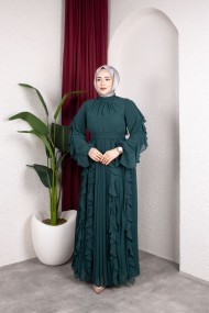 Melis Tesettür Abiye - Zümrüt