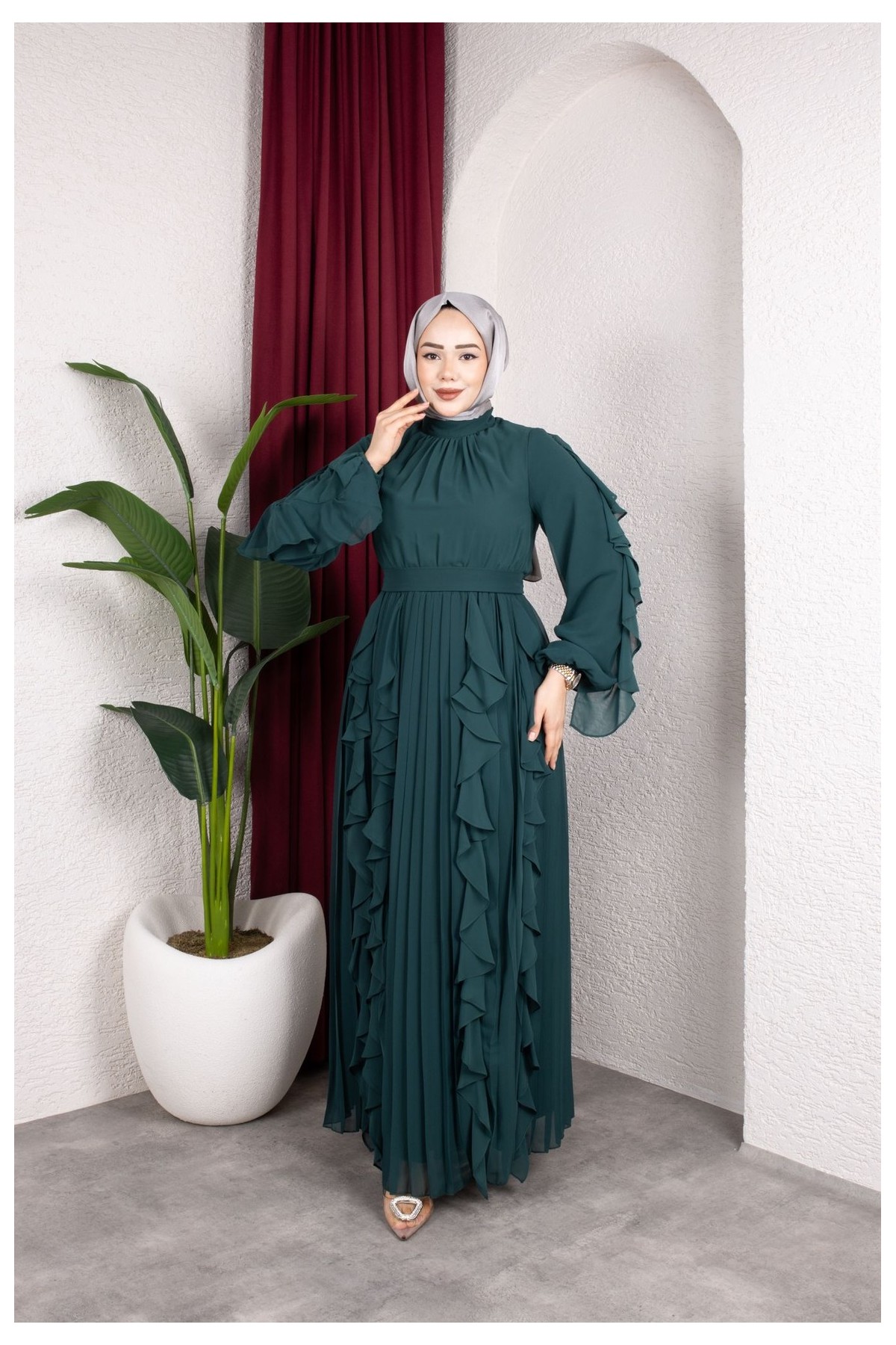 Melis Tesettür Abiye - Zümrüt