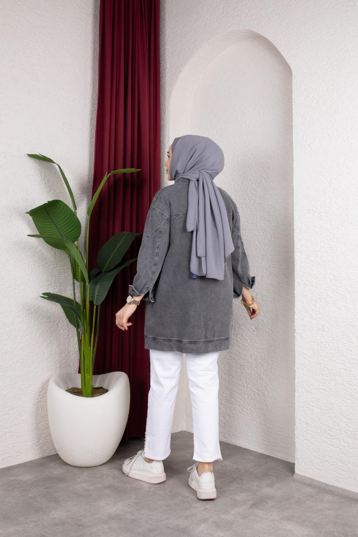 Yazel Denim Ceket - Gri