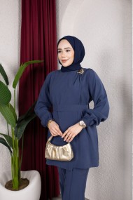 İpek Tesettür Takım - Lacivert
