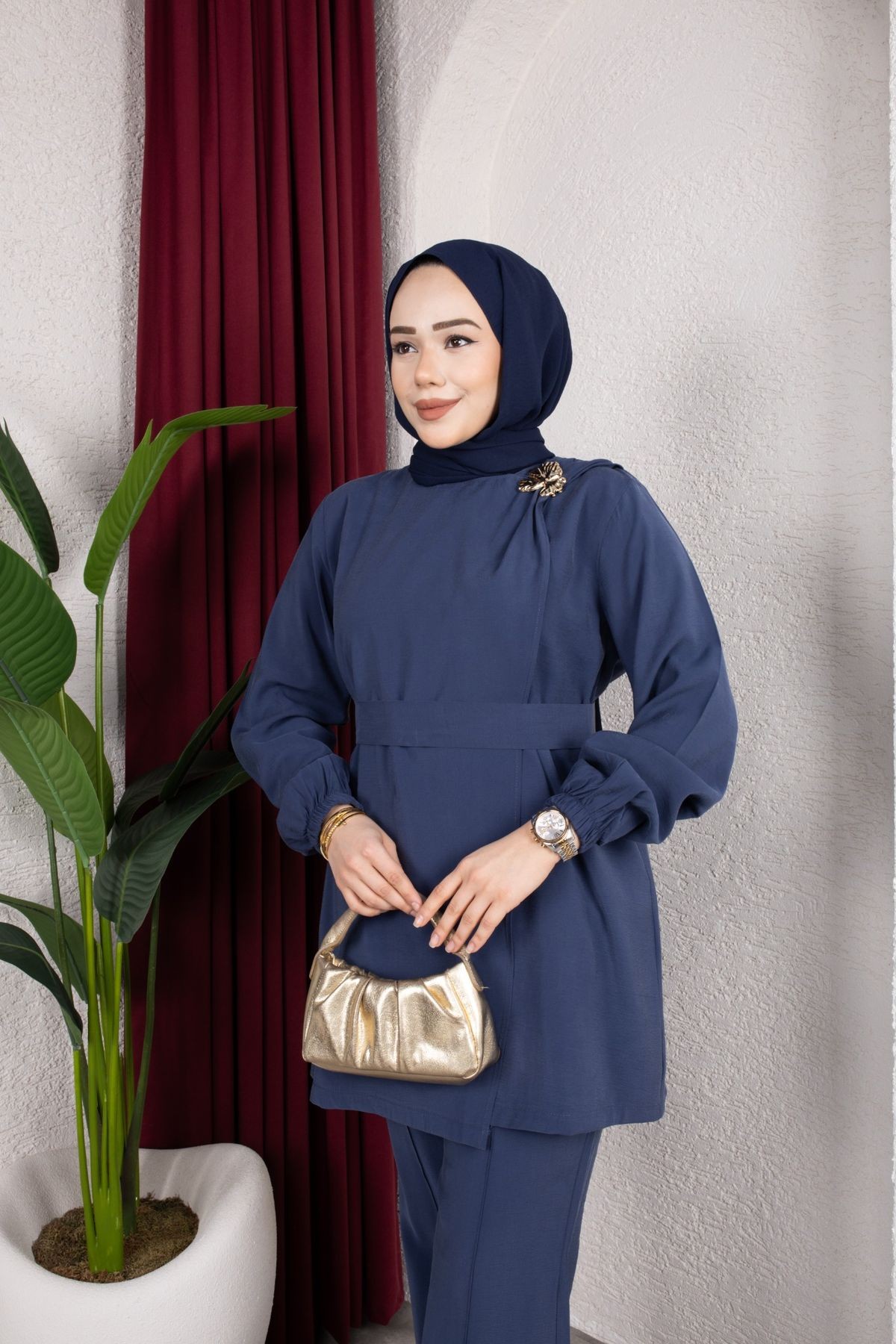 İpek Tesettür Takım - Lacivert