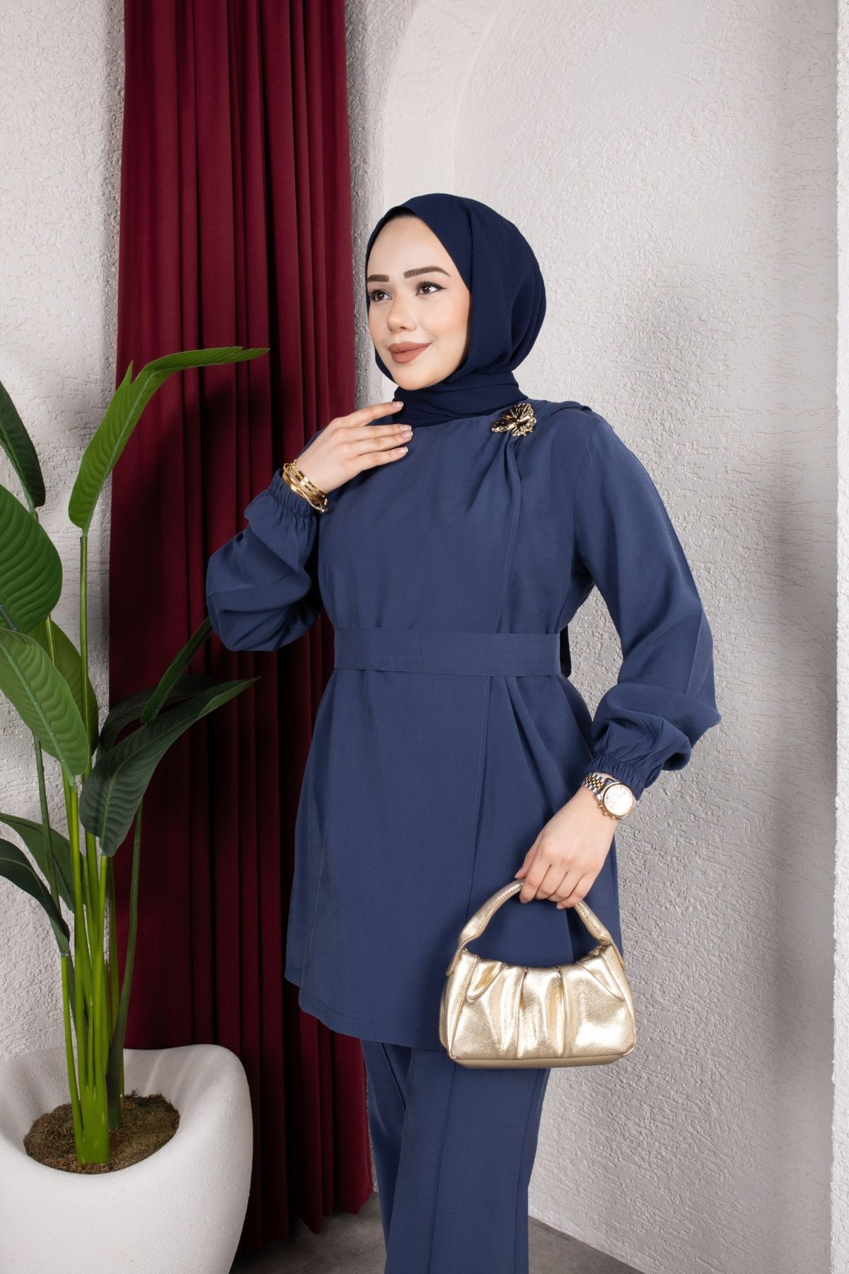 İpek Tesettür Takım - Lacivert