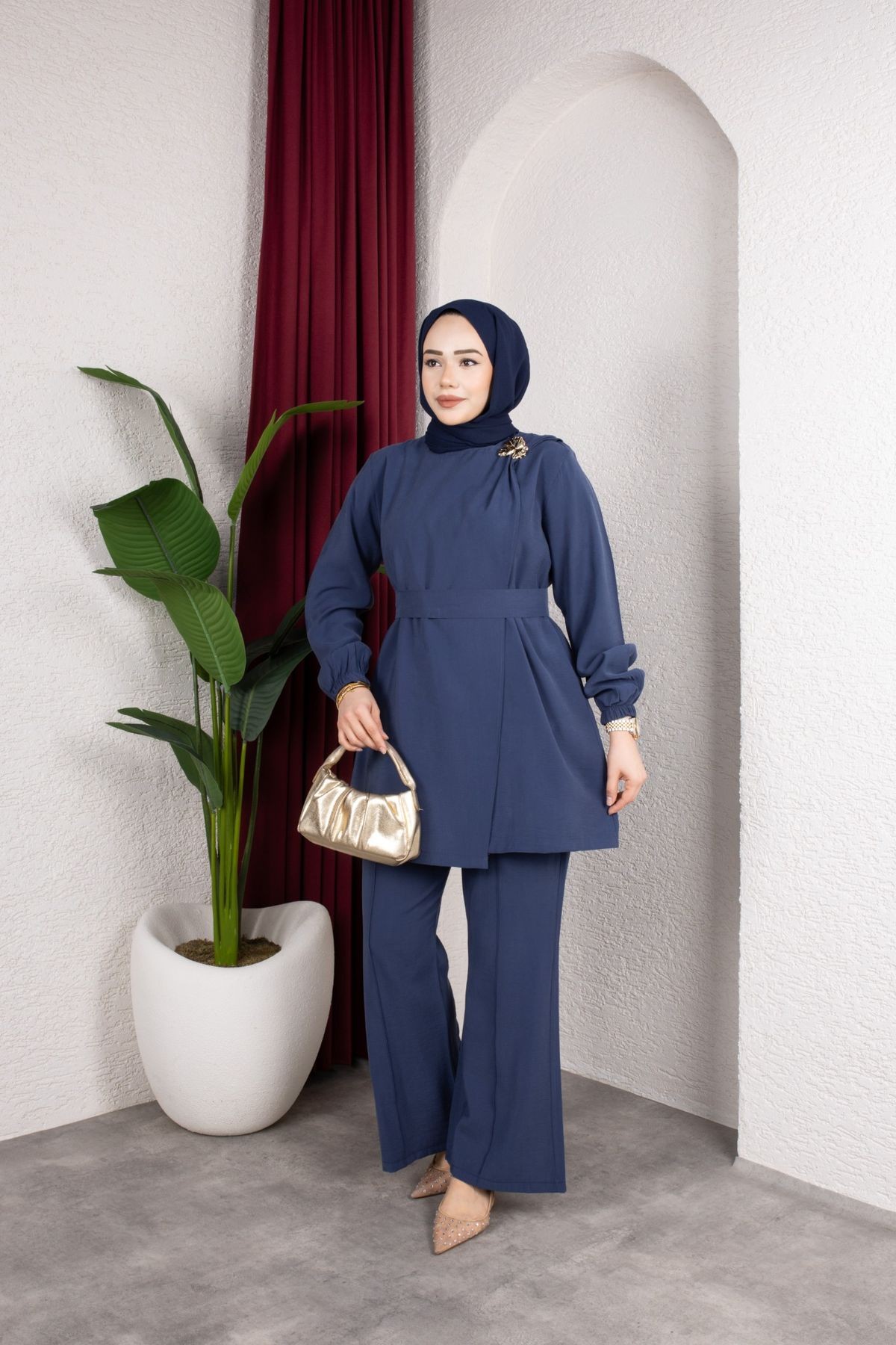 İpek Tesettür Takım - Lacivert