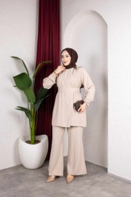 İpek Tesettür Takım - Bej
