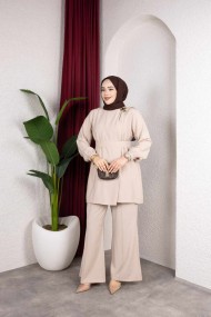İpek Tesettür Takım - Bej