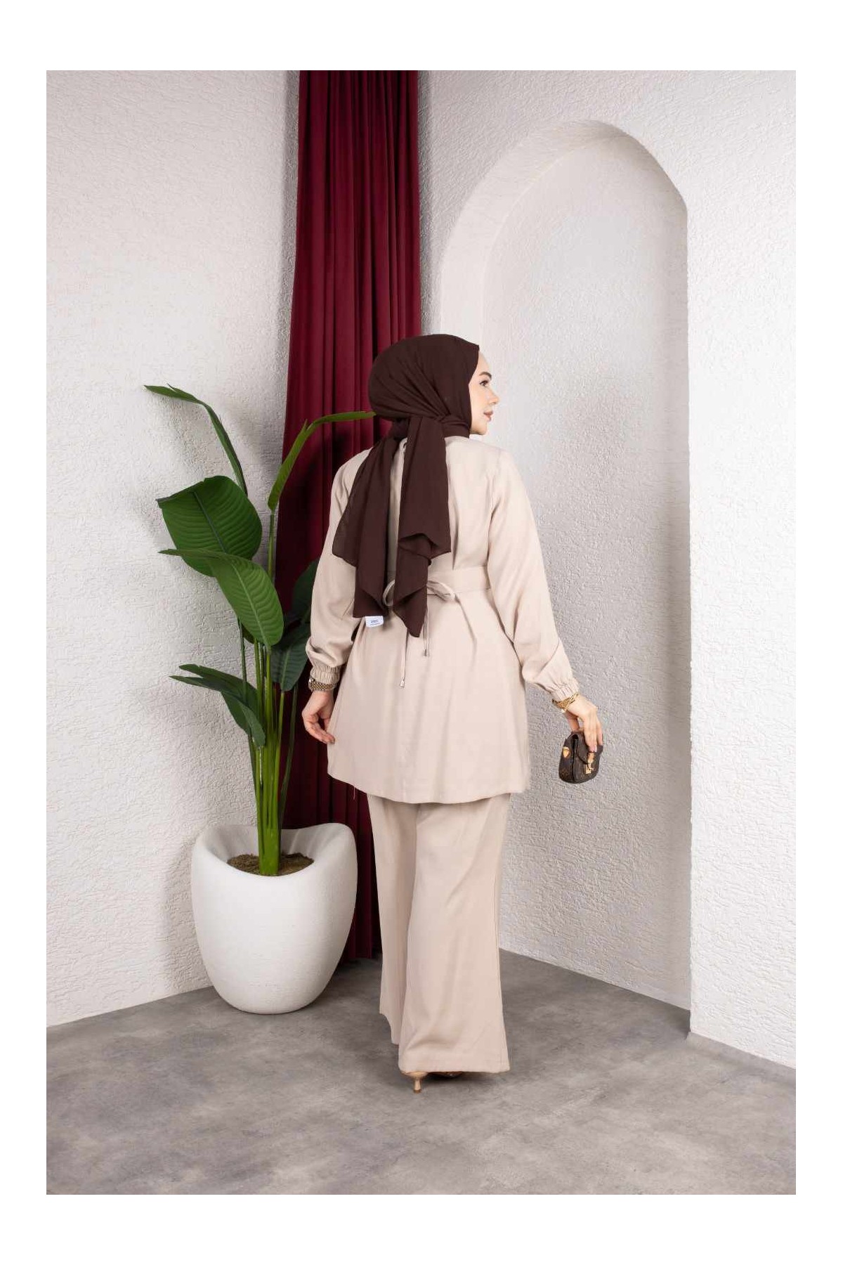 İpek Tesettür Takım - Bej