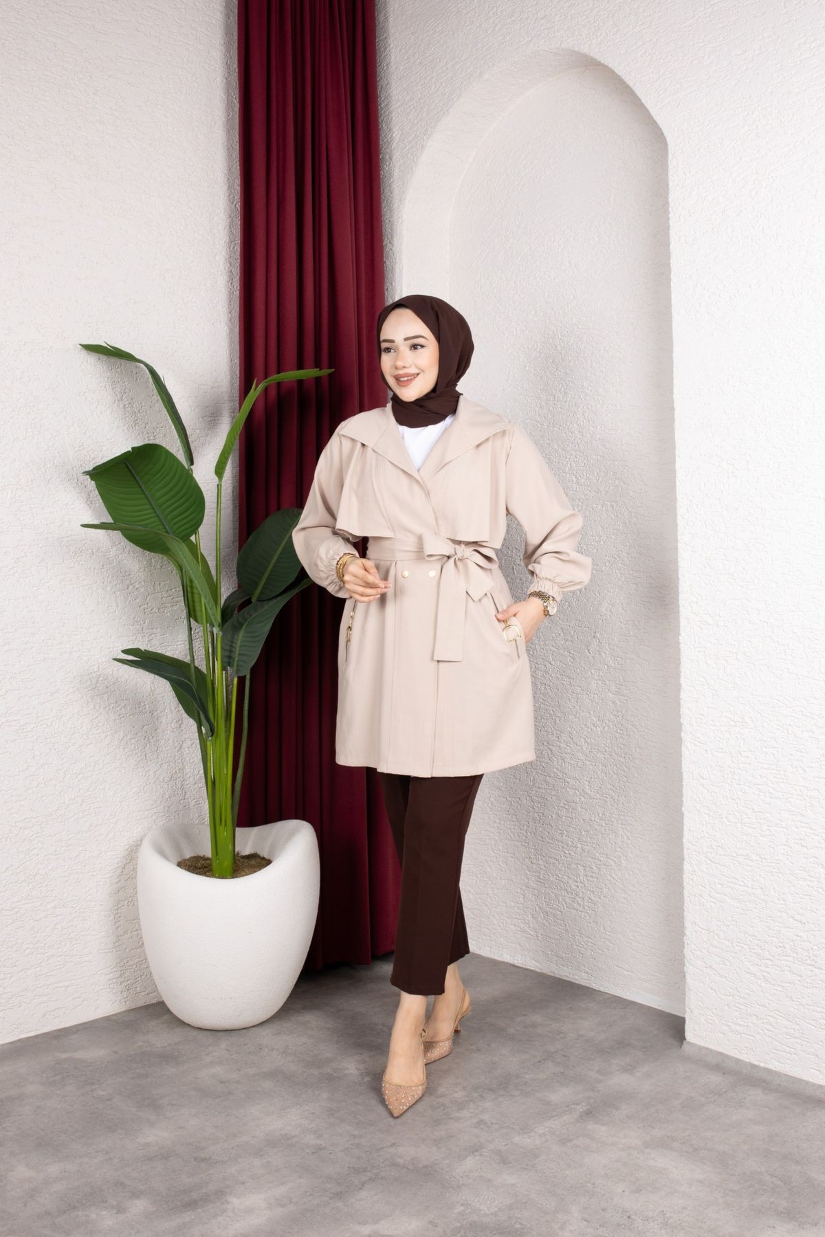 Naz Tesettür Kap - Bej