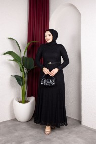 Dilruba Tesettür Elbise - Siyah