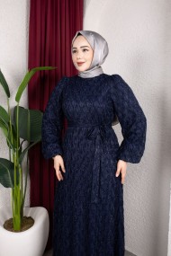 Aleen Tesettür Elbise - Lacivert