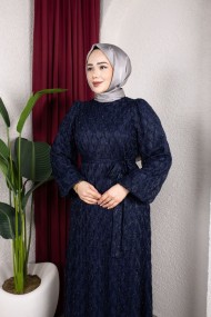 Aleen Tesettür Elbise - Lacivert