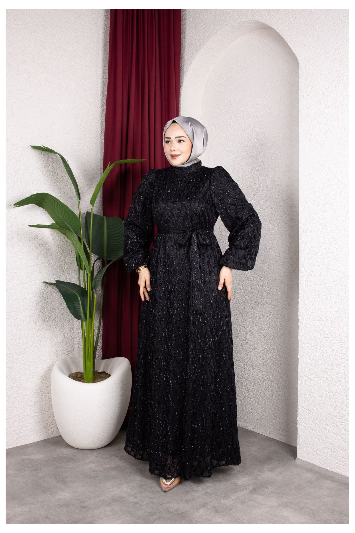 Aleen Tesettür Elbise - Siyah