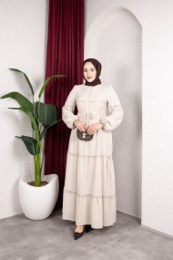 Mona Tesettür Elbise - Bej