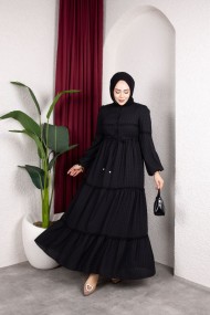 Mona Tesettür Elbise - Siyah
