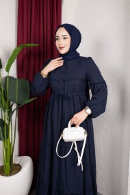Mona Tesettür Elbise - Lacivert
