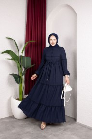 Mona Tesettür Elbise - Lacivert