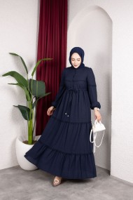 Mona Tesettür Elbise - Lacivert