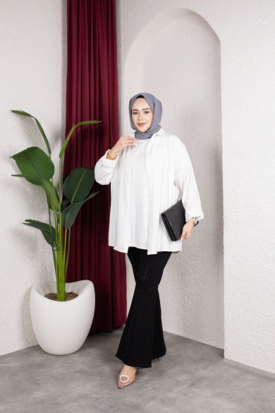 Taş Detaylı Kot Pantolon - Siyah