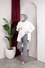 Taş Detaylı Kot Pantolon - Gri