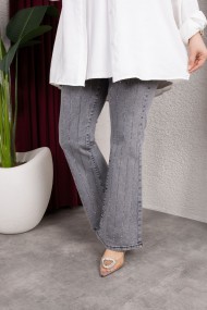 Taş Detaylı Kot Pantolon - Gri
