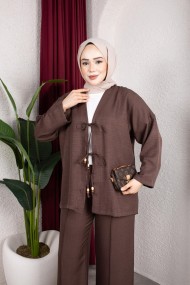 Tanem Tesettür Takım - Kahverengi