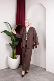 Tanem Tesettür Takım - Kahverengi
