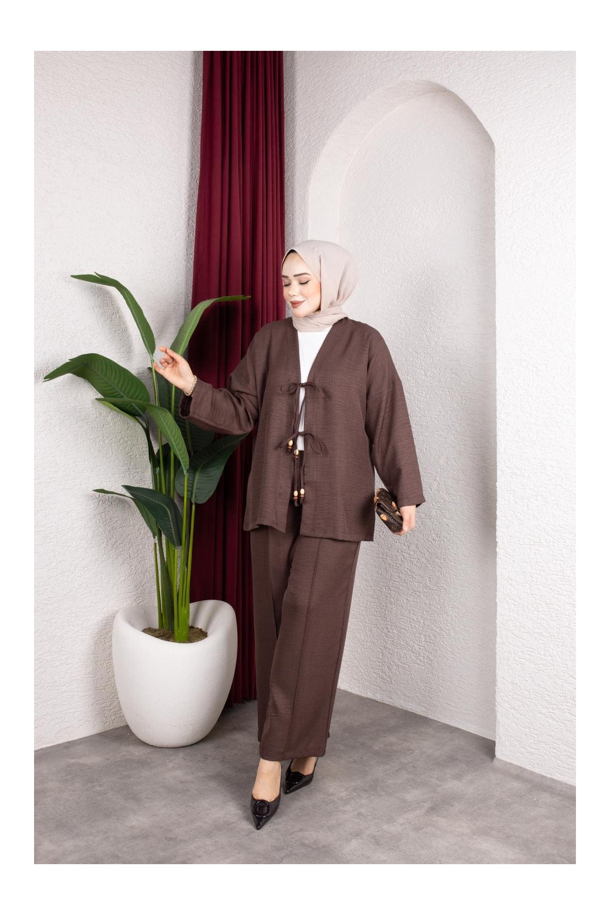 Tanem Tesettür Takım - Kahverengi