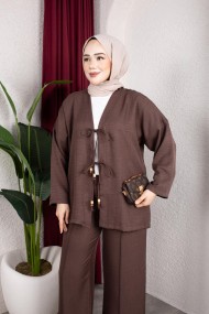 Tanem Tesettür Takım - Kahverengi