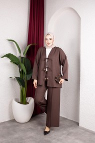 Tanem Tesettür Takım - Kahverengi