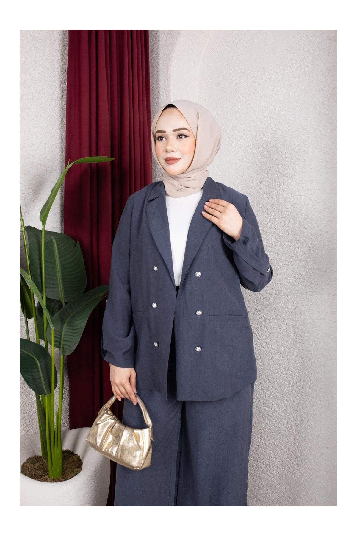 Reva Tesettür Takım - Mavi