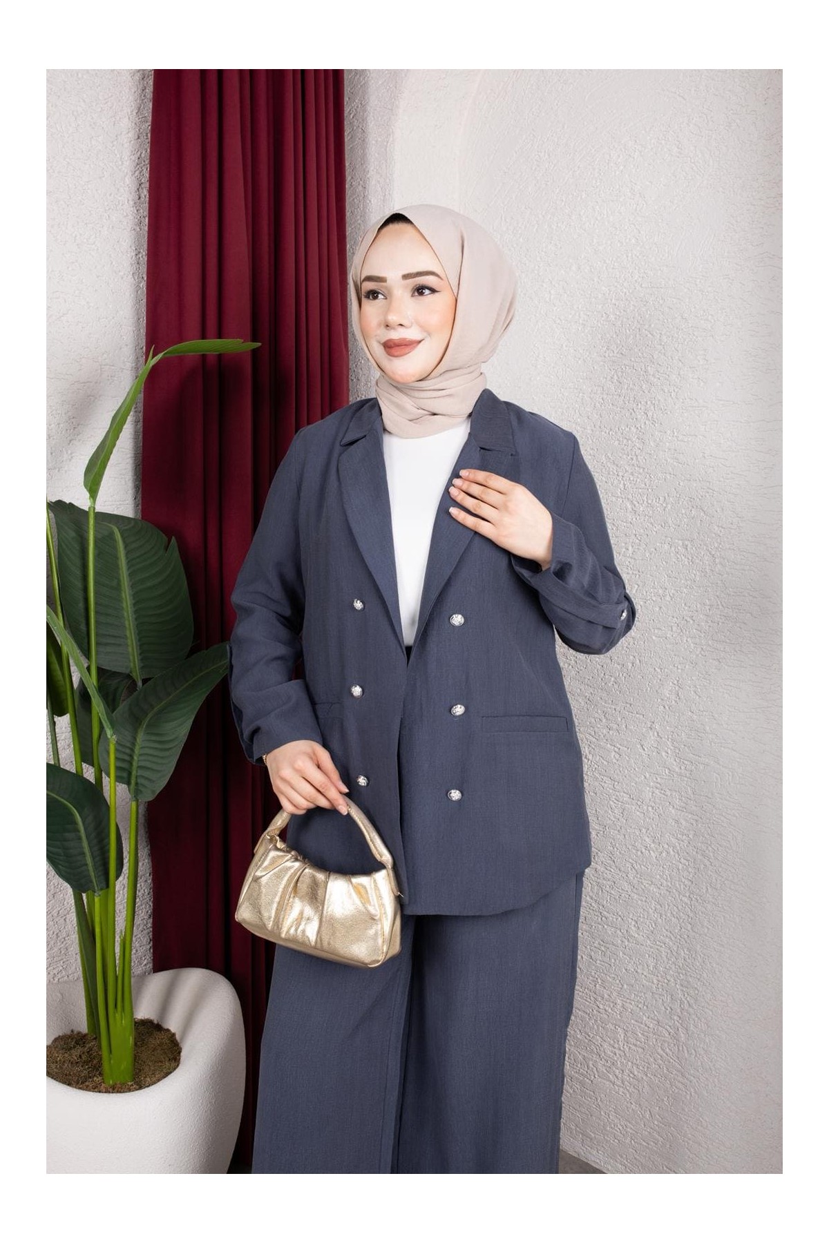 Reva Tesettür Takım - Mavi