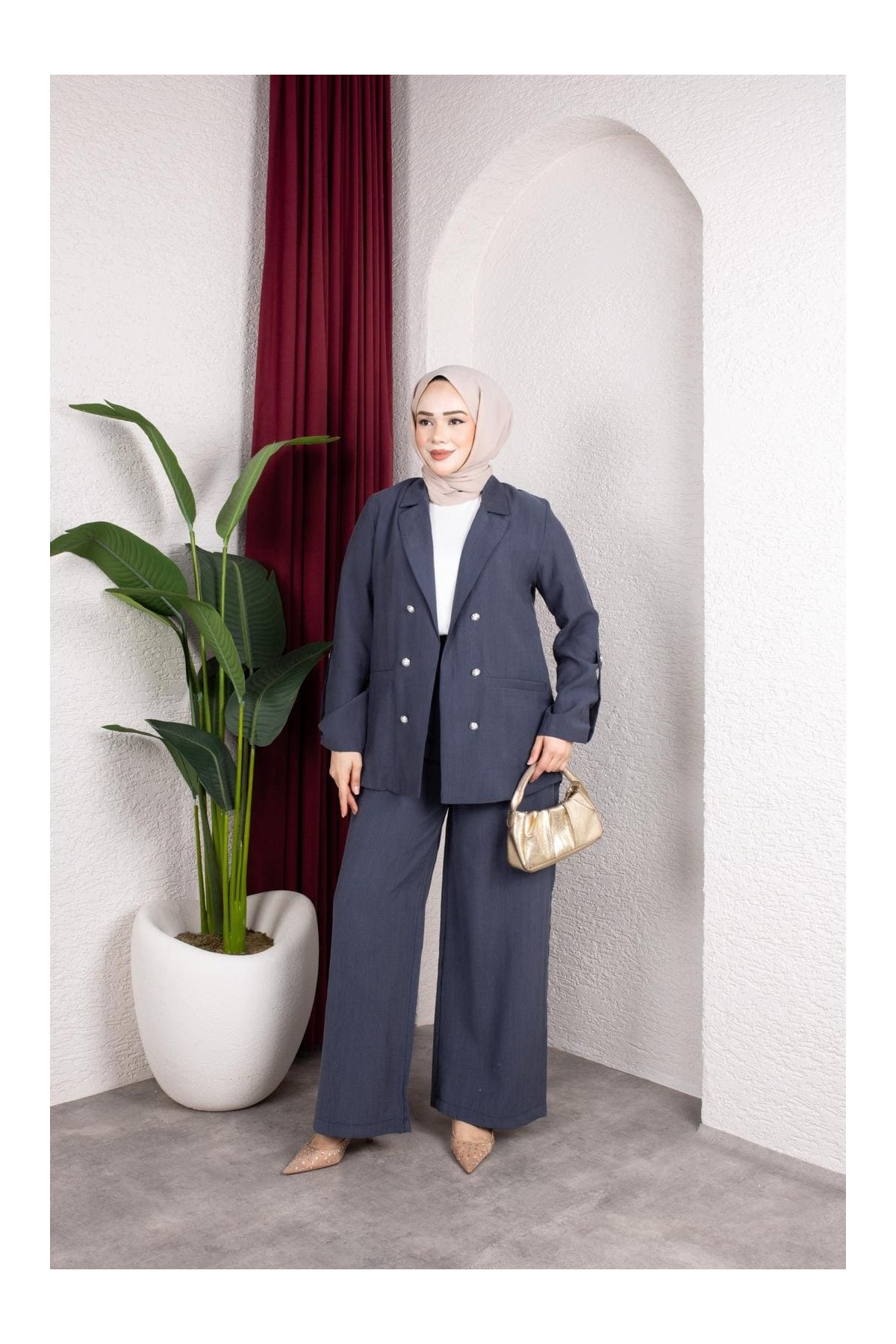 Reva Tesettür Takım - Mavi