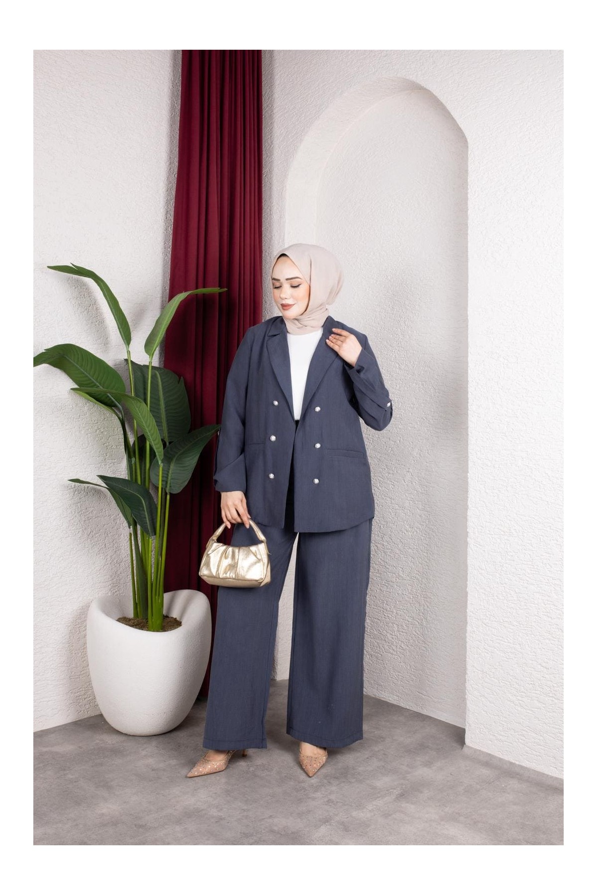 Reva Tesettür Takım - Mavi