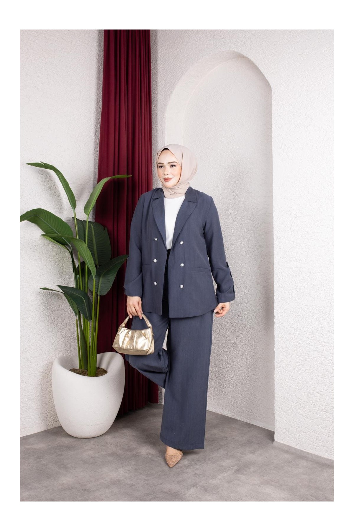 Reva Tesettür Takım - Mavi