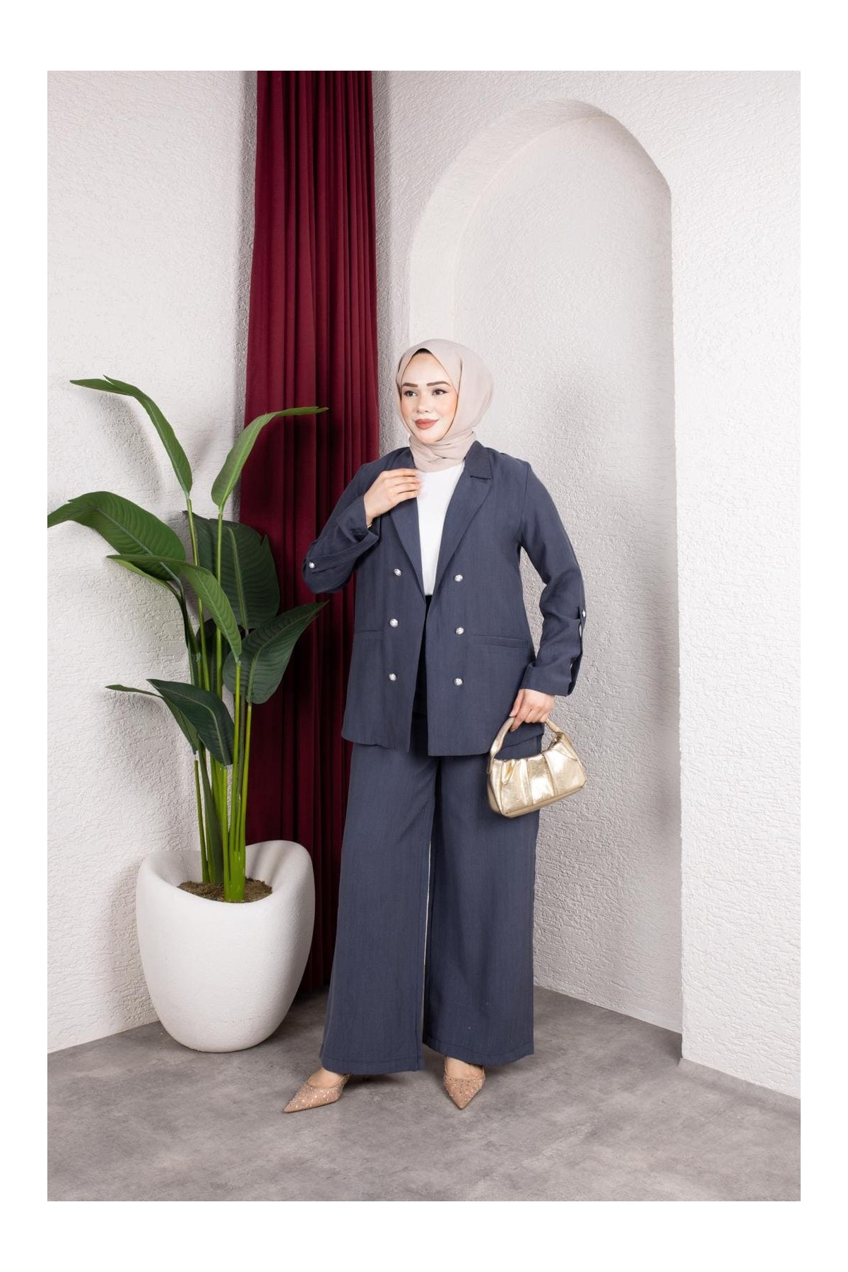 Reva Tesettür Takım - Mavi