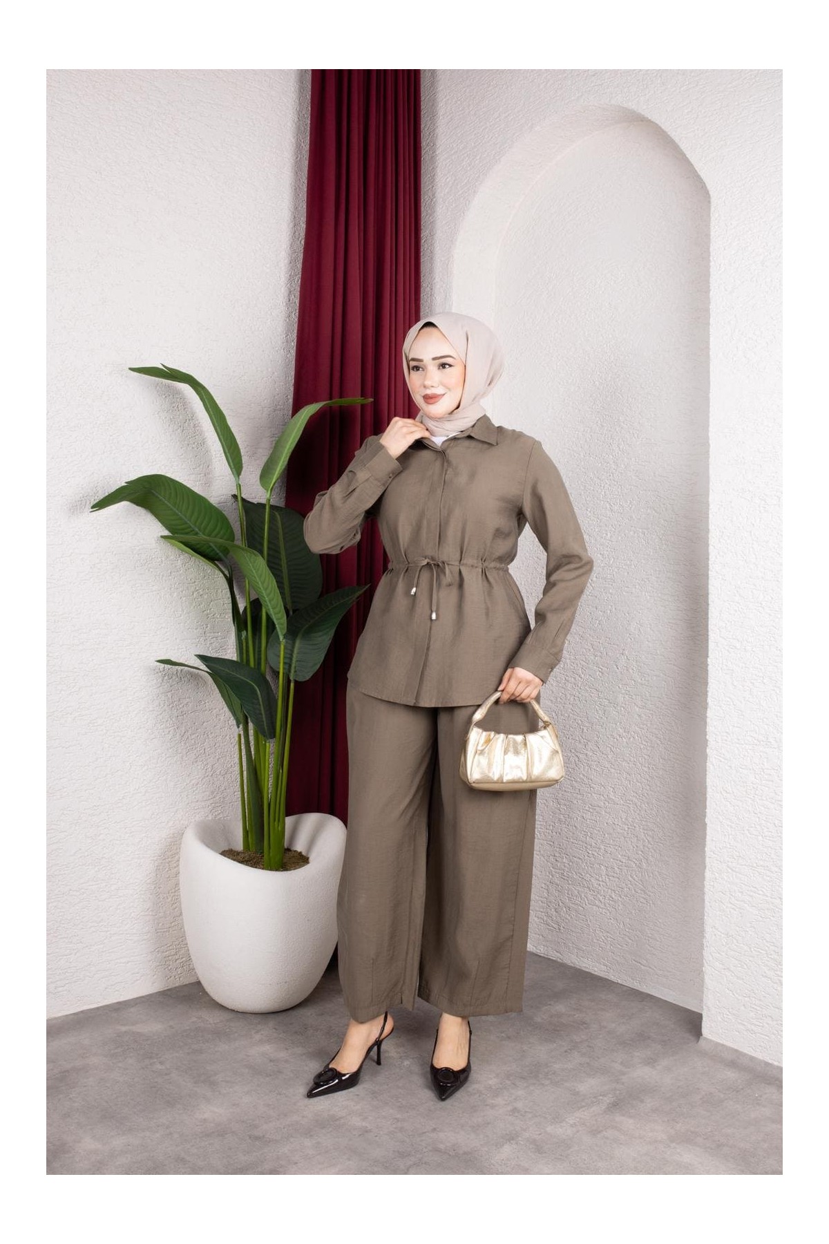 Selma Tesettür Takım - Haki