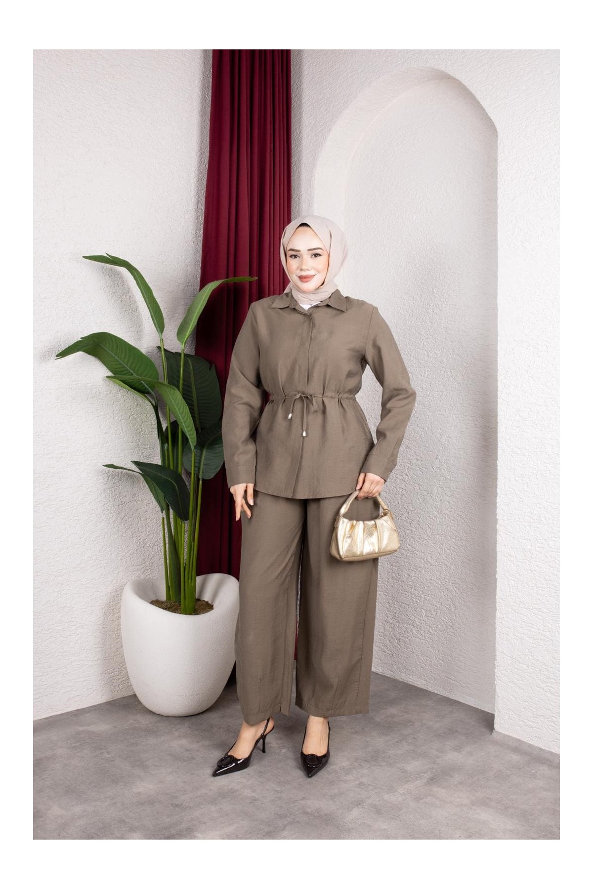 Selma Tesettür Takım - Haki