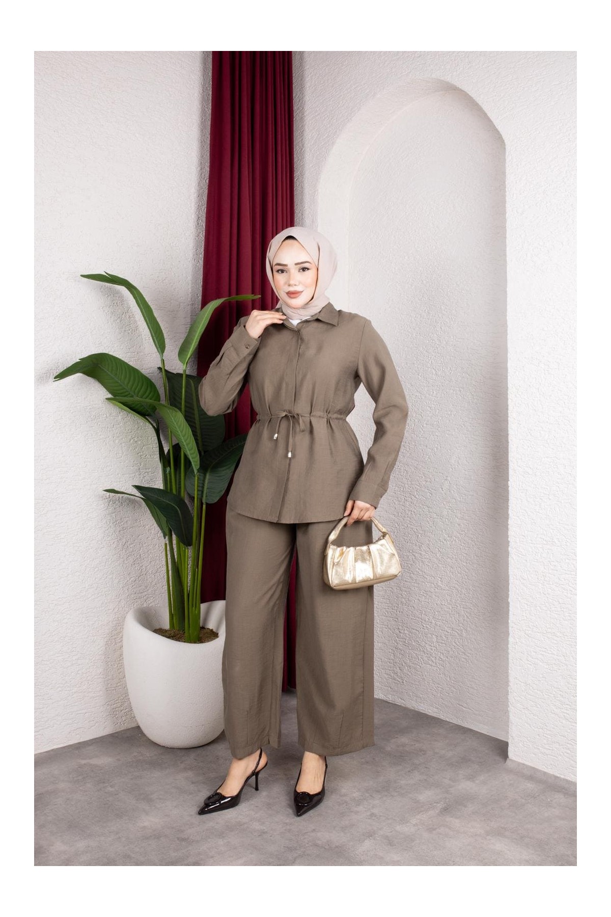 Selma Tesettür Takım - Haki