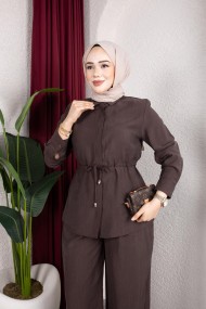 Selma Tesettür Takım - Kahverengi