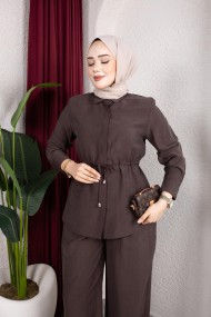 Selma Tesettür Takım - Kahverengi