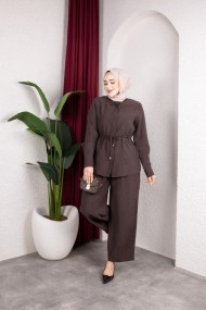 Selma Tesettür Takım - Kahverengi