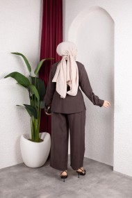 Selma Tesettür Takım - Kahverengi