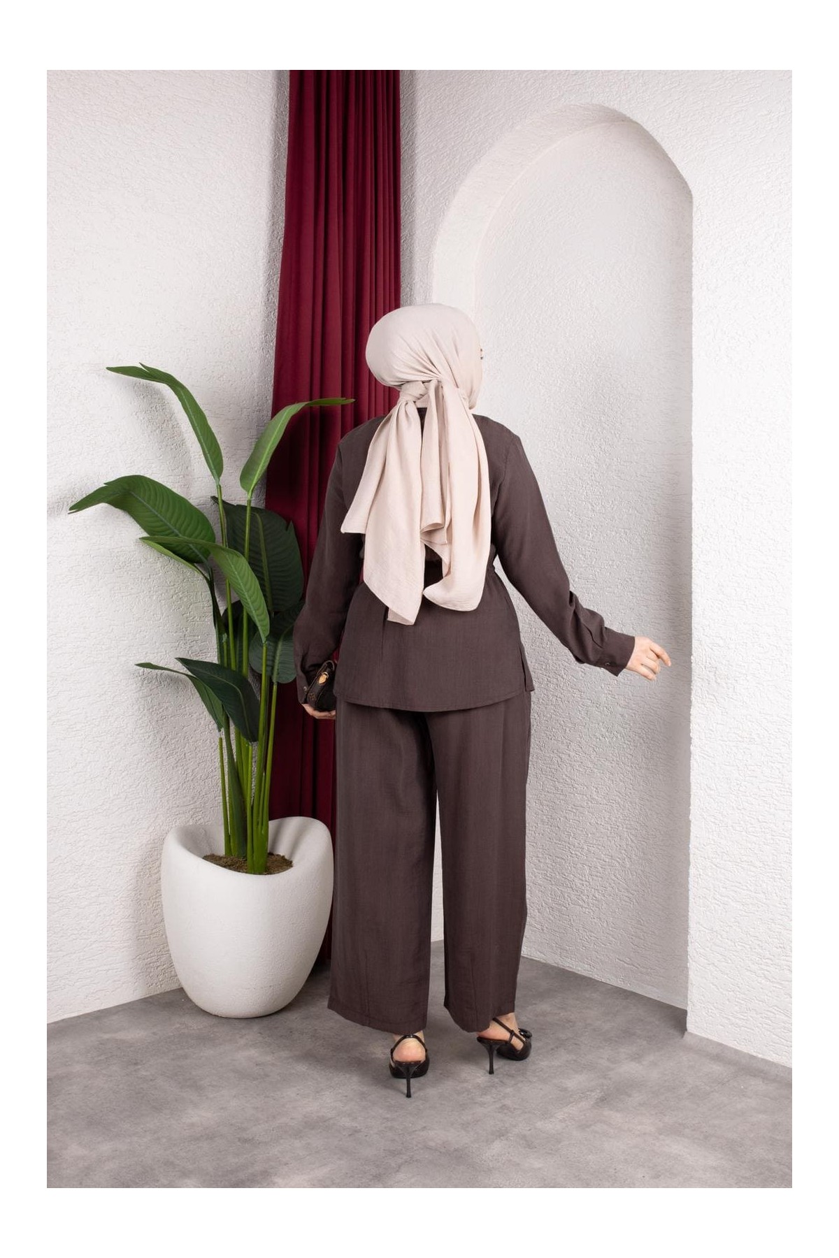 Selma Tesettür Takım - Kahverengi