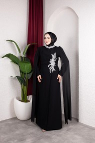 Kumsal Tesettür Abiye - Siyah