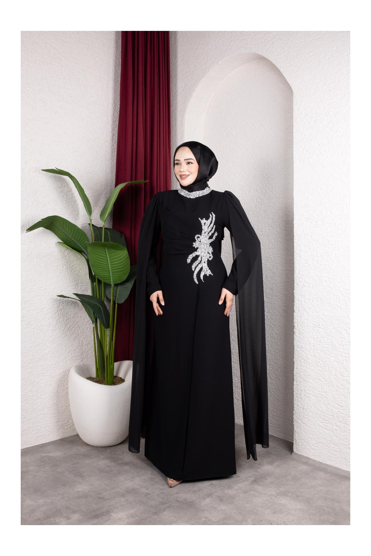 Feray Tesettür Abiye - Siyah