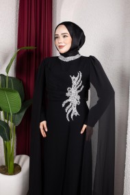 Feray Tesettür Abiye - Siyah