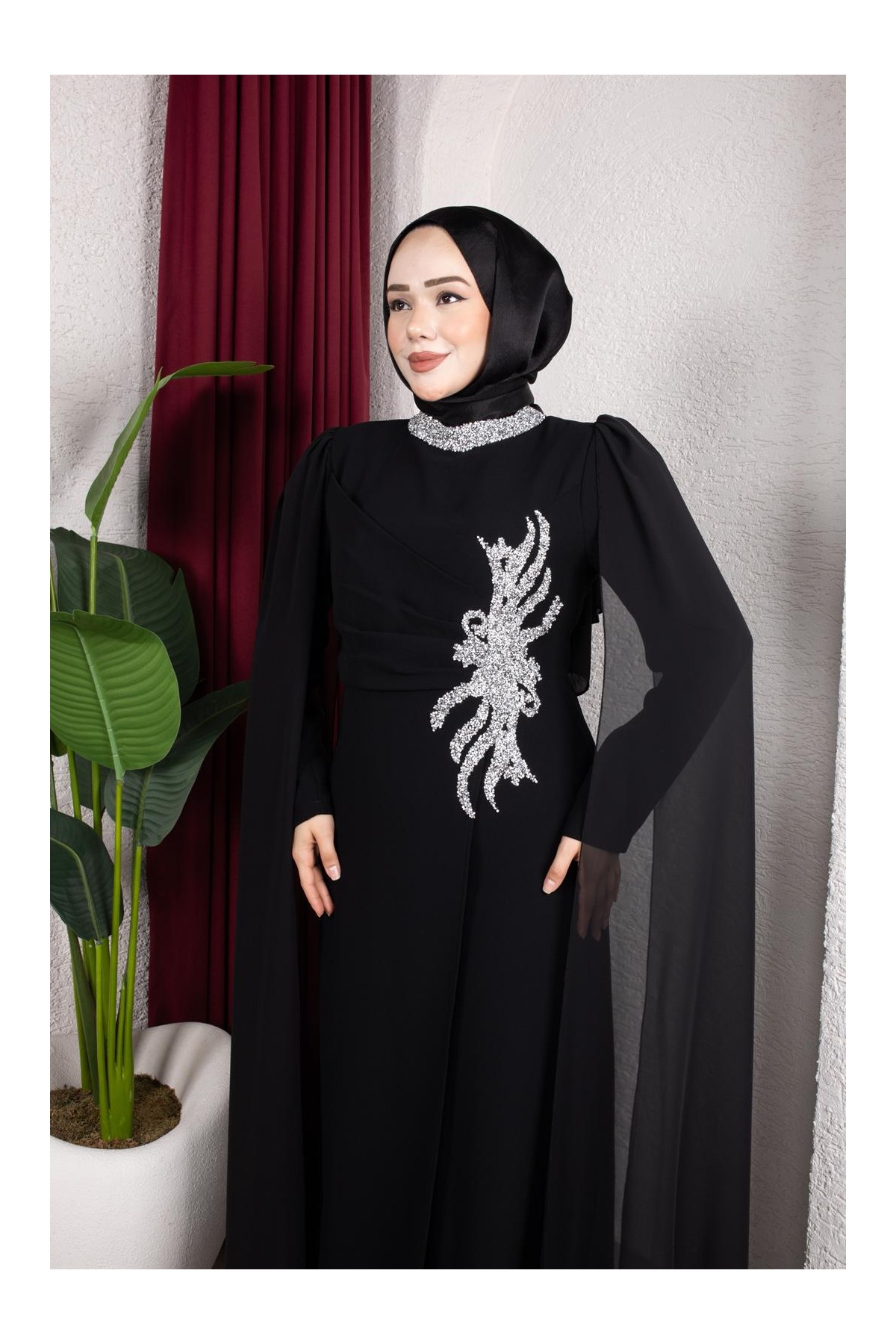 Feray Tesettür Abiye - Siyah