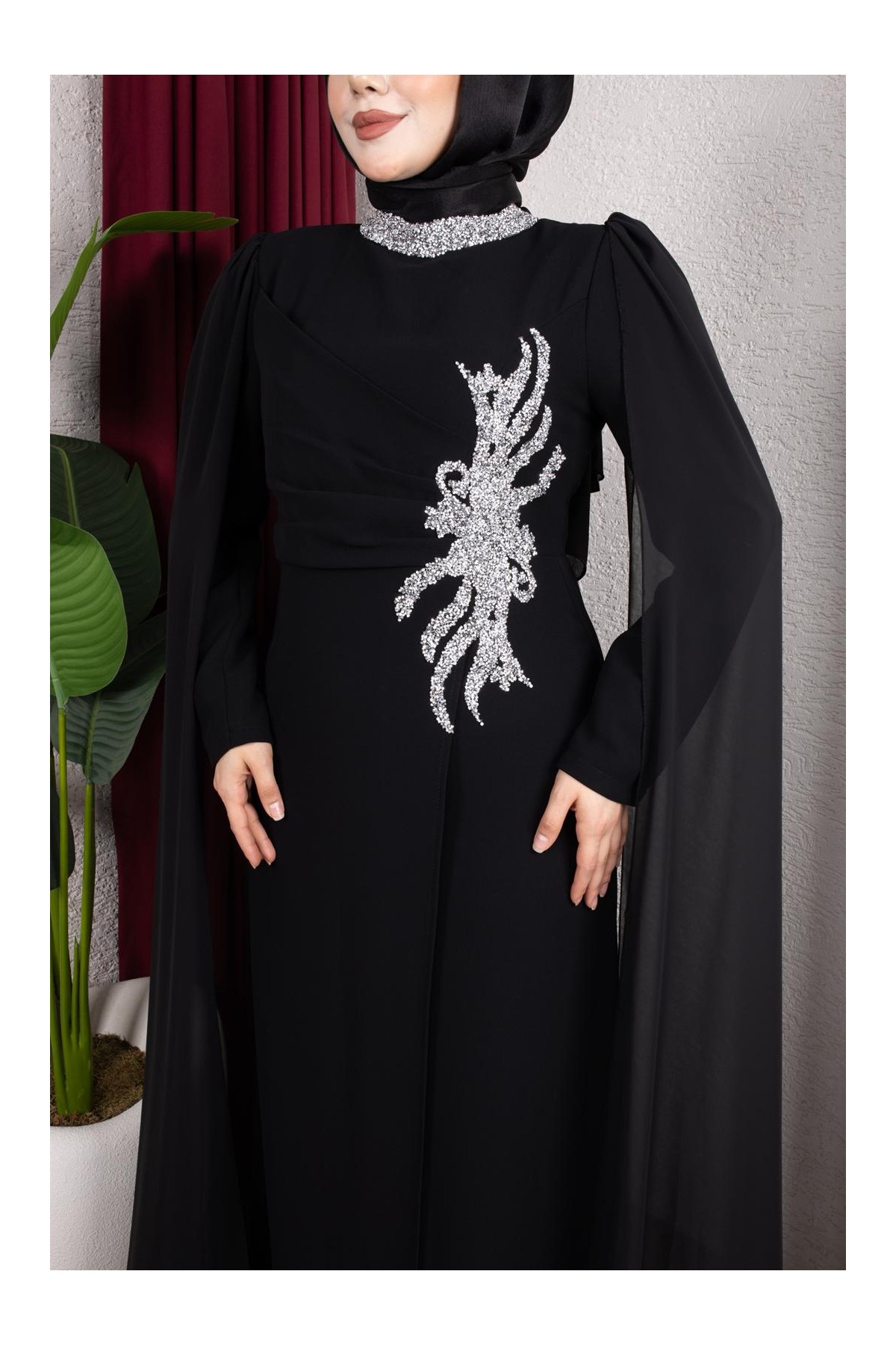 Feray Tesettür Abiye - Siyah