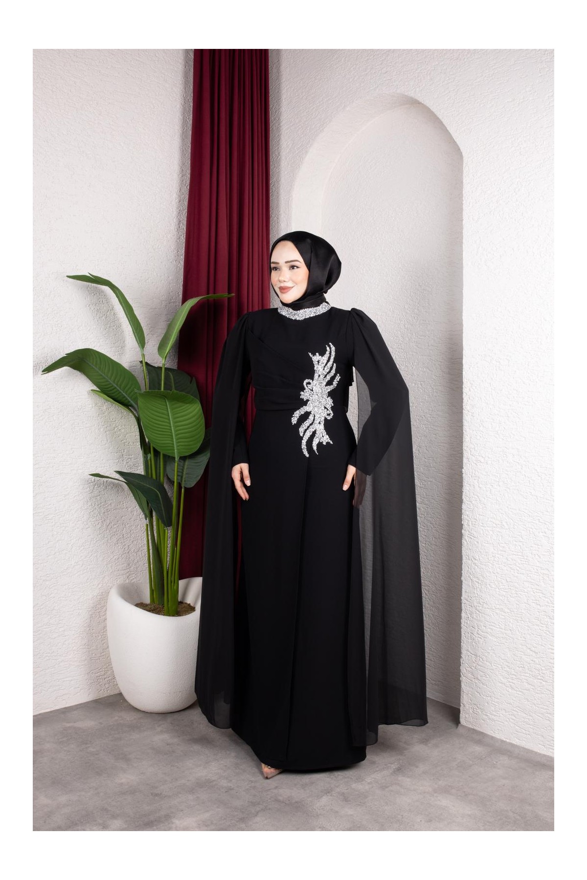 Feray Tesettür Abiye - Siyah