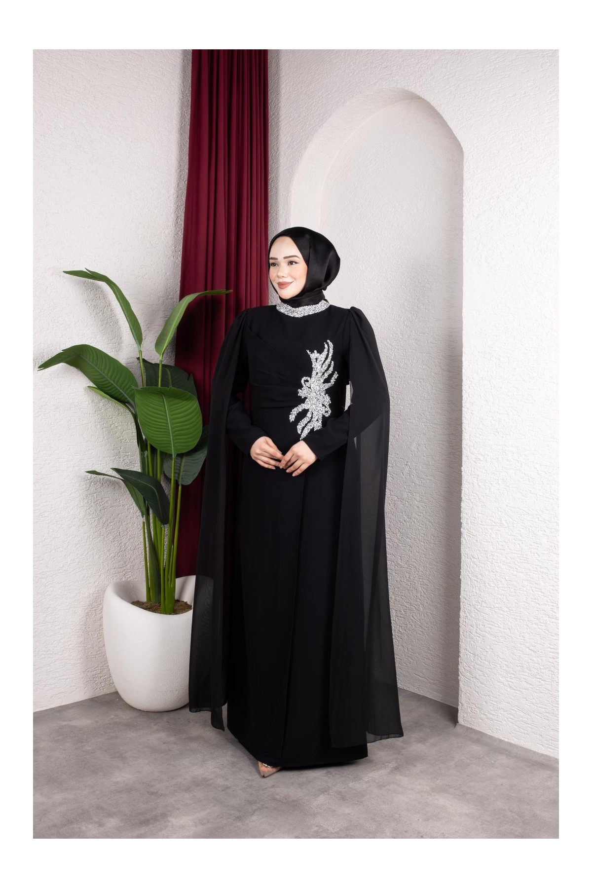 Feray Tesettür Abiye - Siyah